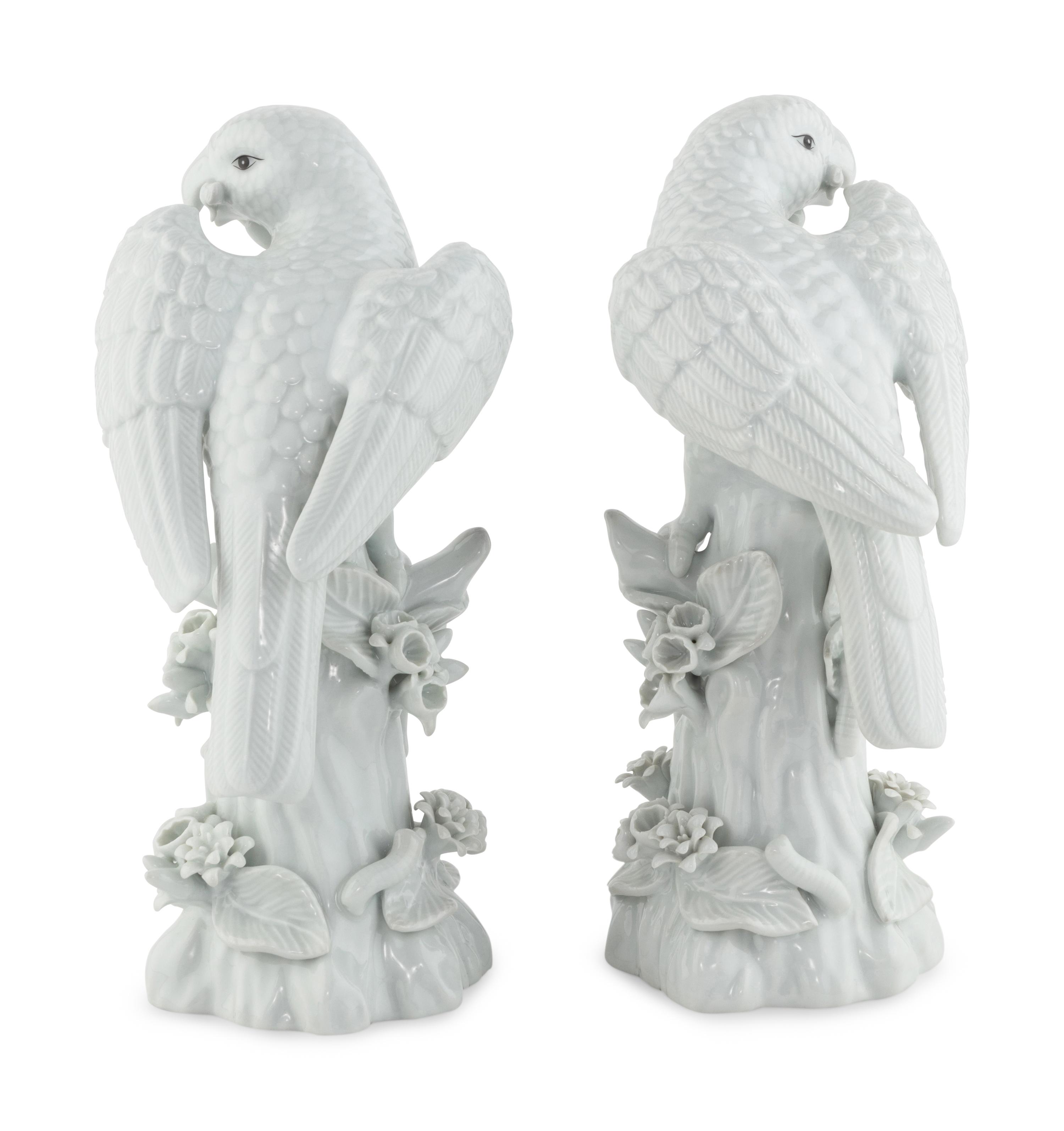 A Pair of Blanc-de-Chine Parrots