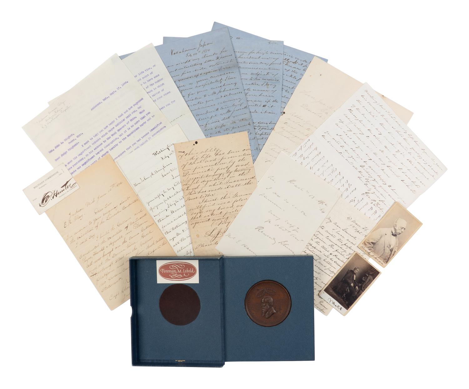 [LINCOLN ASSASSINATION]. A small archive of manuscript material, photographs, and items related to Lincoln's assassination and the subsequent trial of the conspirators, ca 1864-1896.