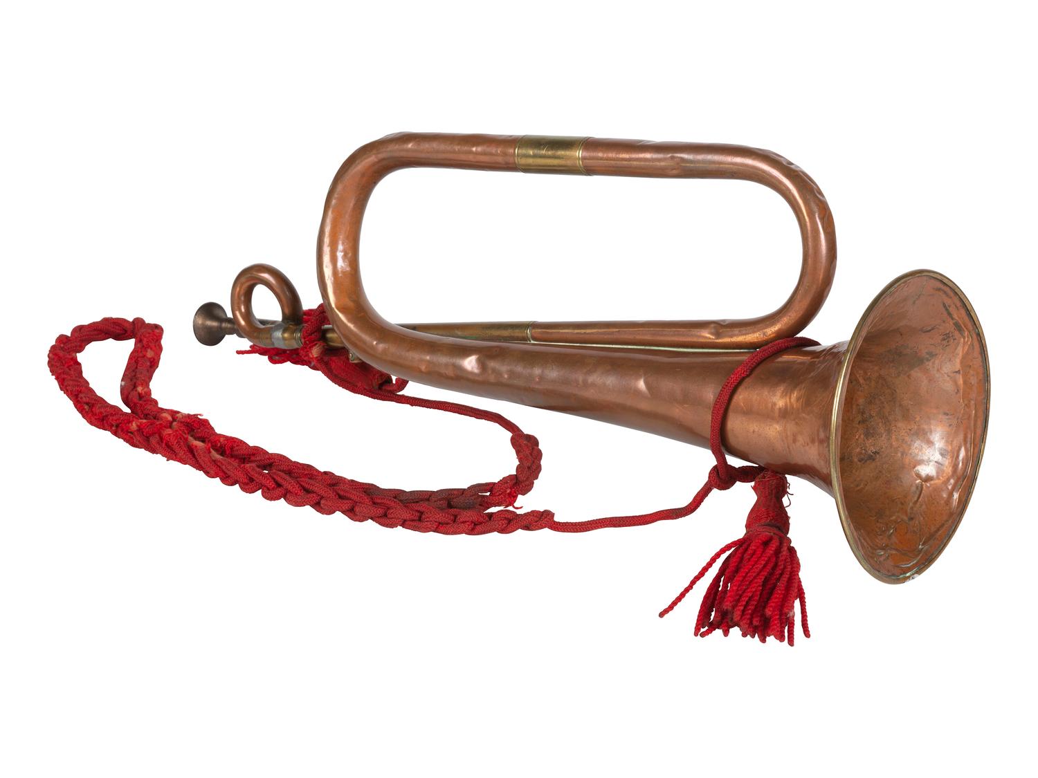 [CIVIL WAR]. Bugle with artillery cords, ca 1860s.
