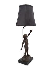 A Continental Bronze Figure Mounted as a Lamp