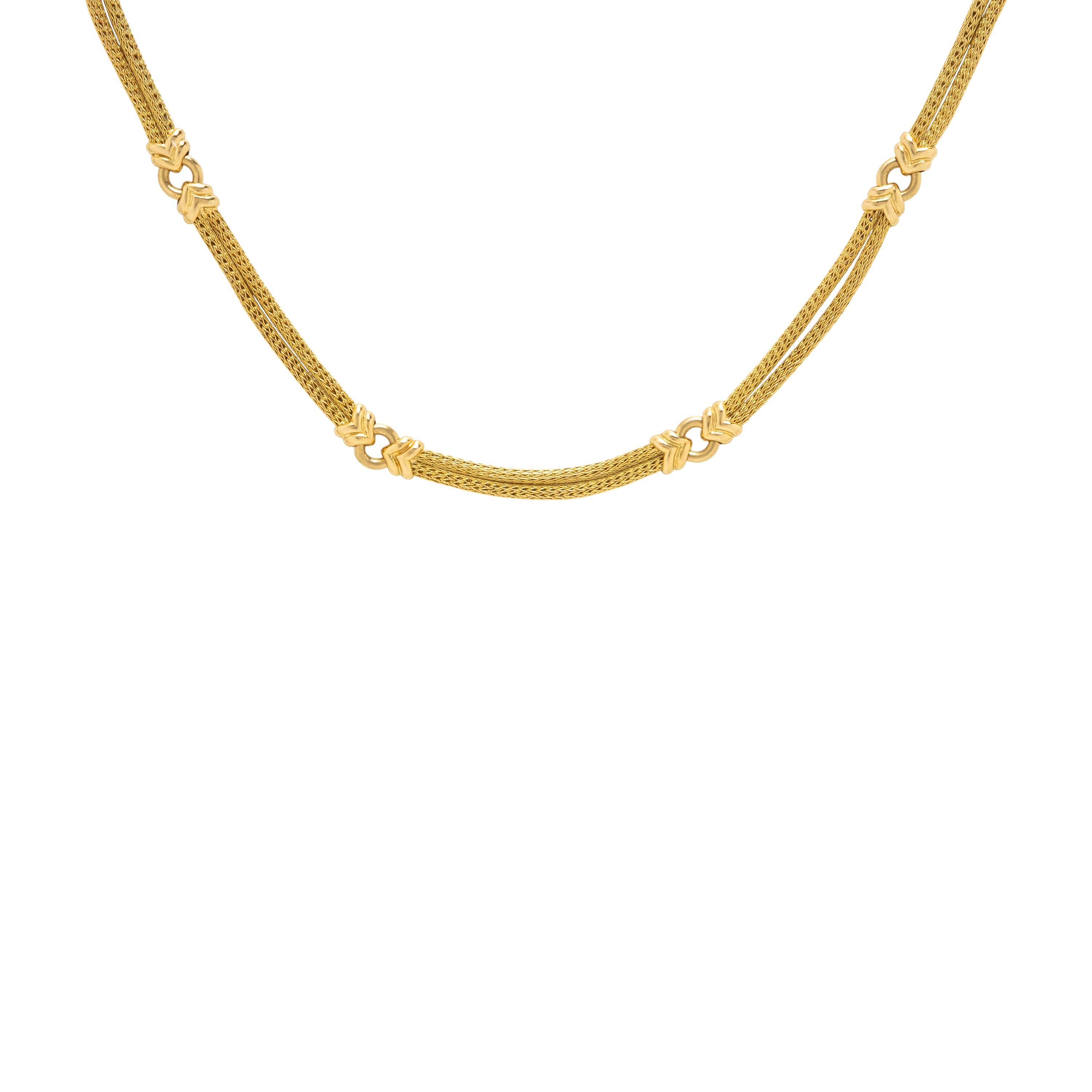 Gregg Ruth, Yellow Gold Mesh Station Necklace