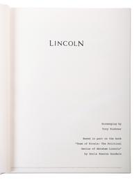 (Screenplays) A group of memorabilia from the film Lincoln . DreamWorks Pictures, Steven Speilberg, 2012. Comprising: