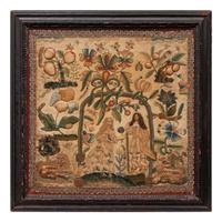 Silk-embroidered and Stumpwork Panel