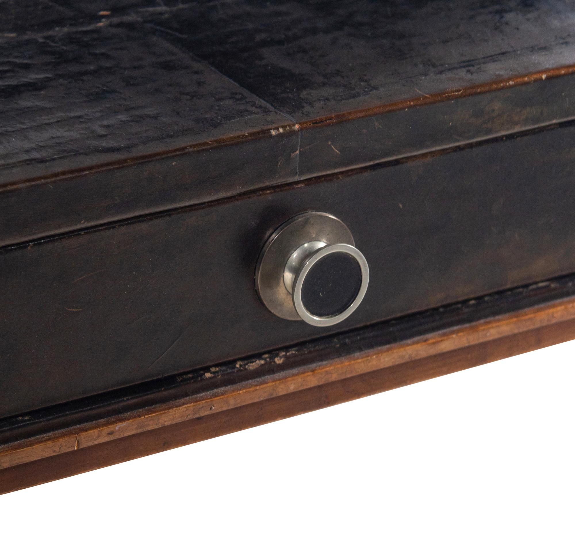 A Modernist Burlwood and Leather-Veneered Desk