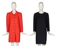 Pierre Cardin Haute Couture Orange Coat and Black Dress
