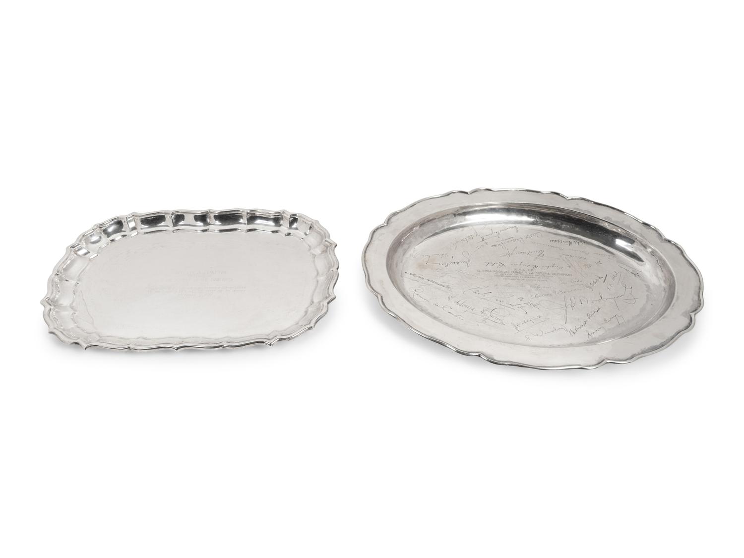 Two Silver Presentation Trays