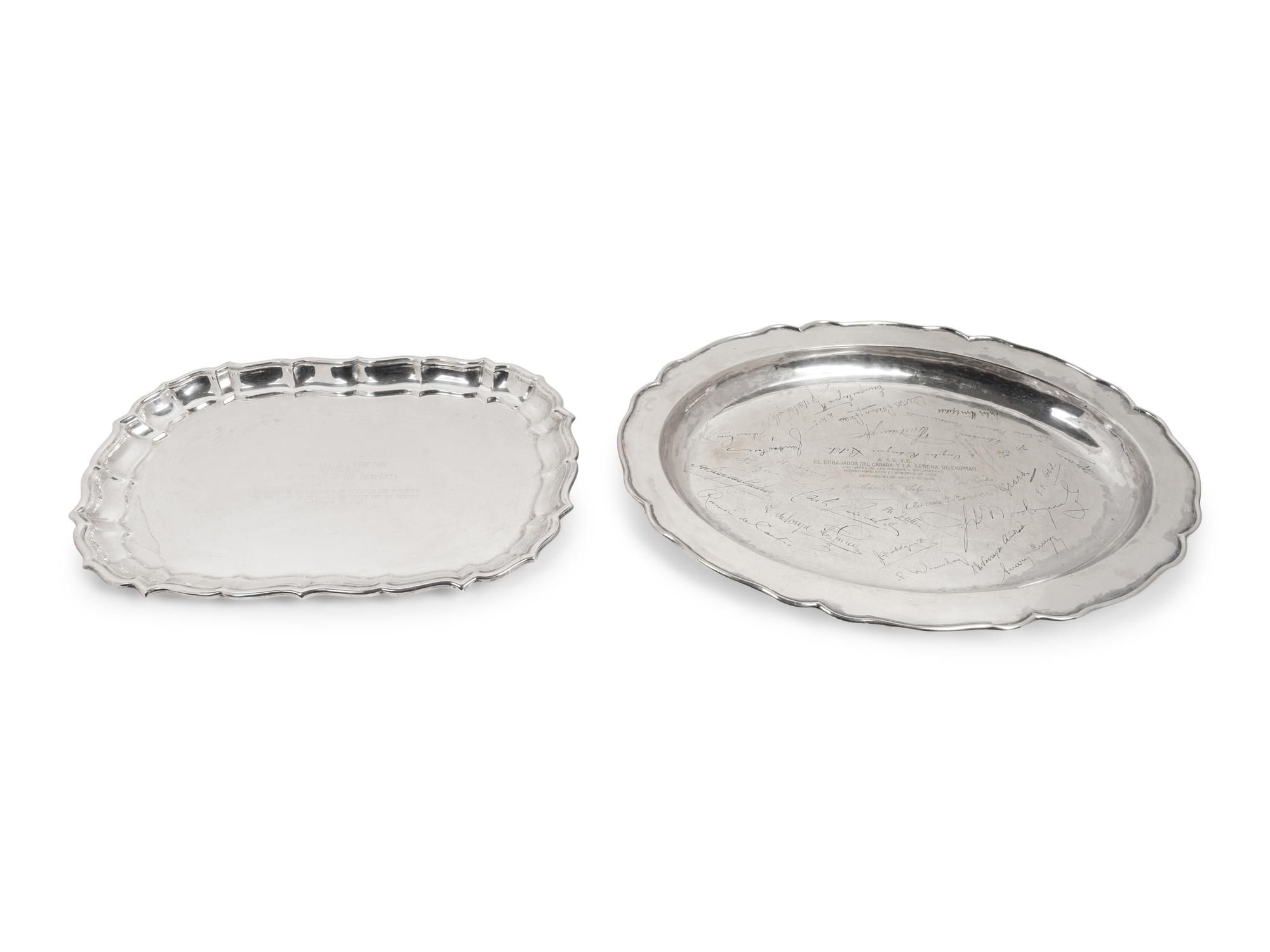 Two Silver Presentation Trays