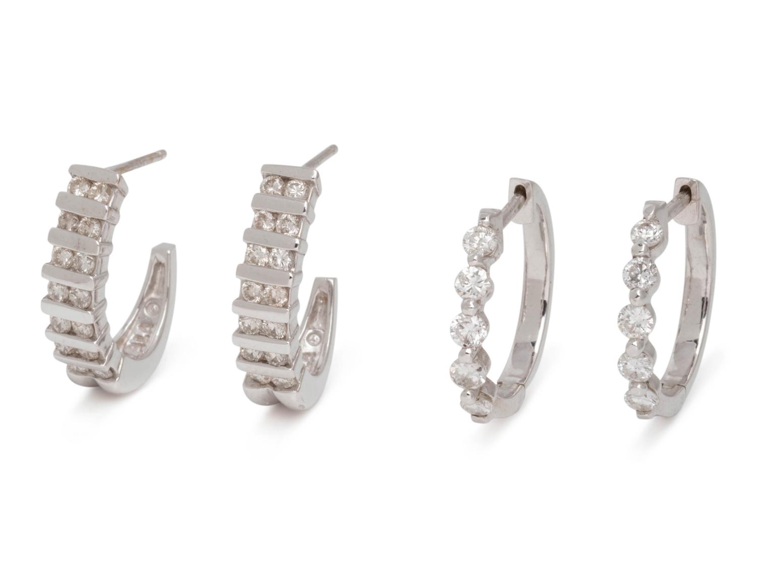 COLLECTION OF DIAMOND HOOP EARRINGS