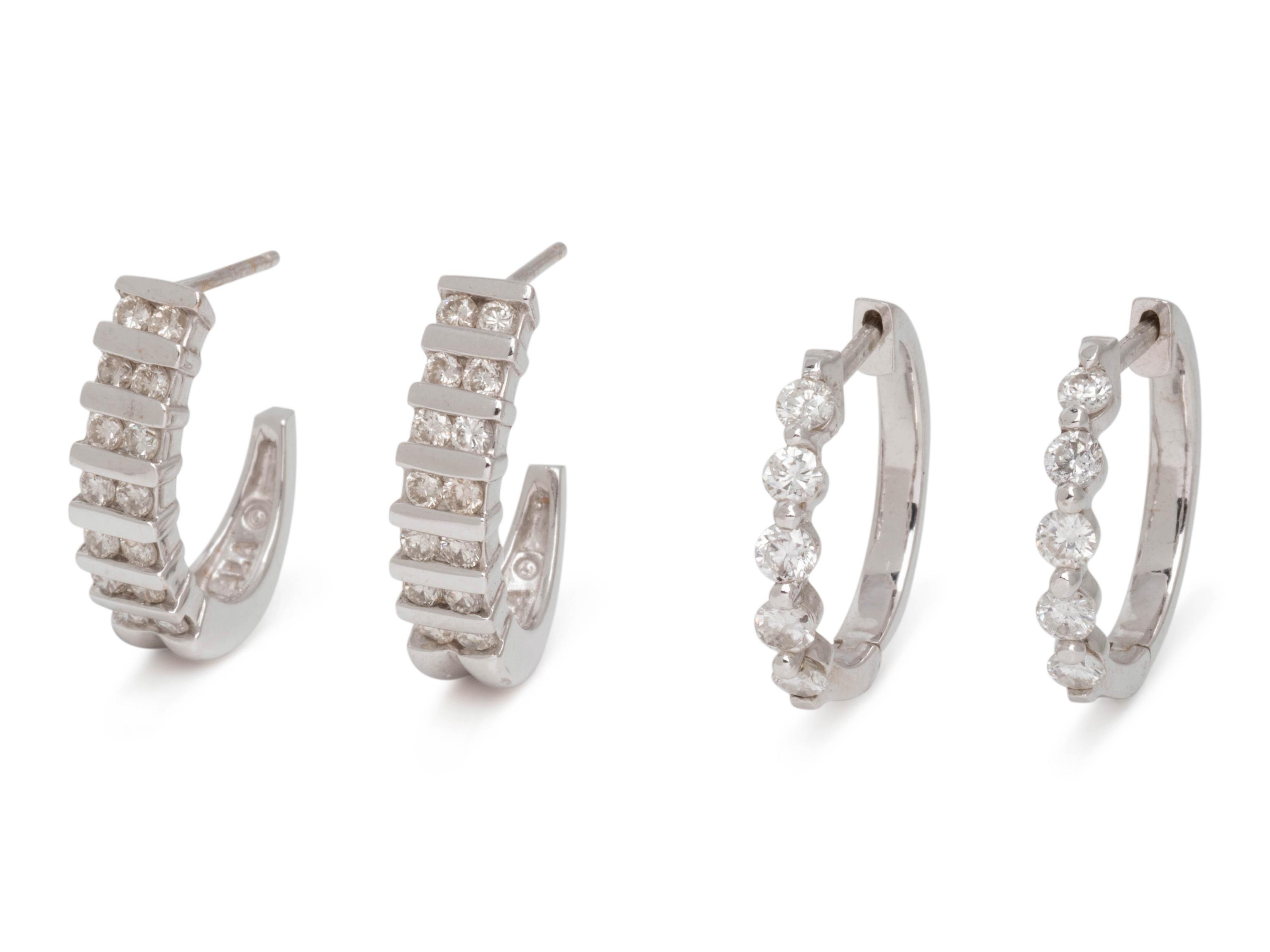 COLLECTION OF DIAMOND HOOP EARRINGS
