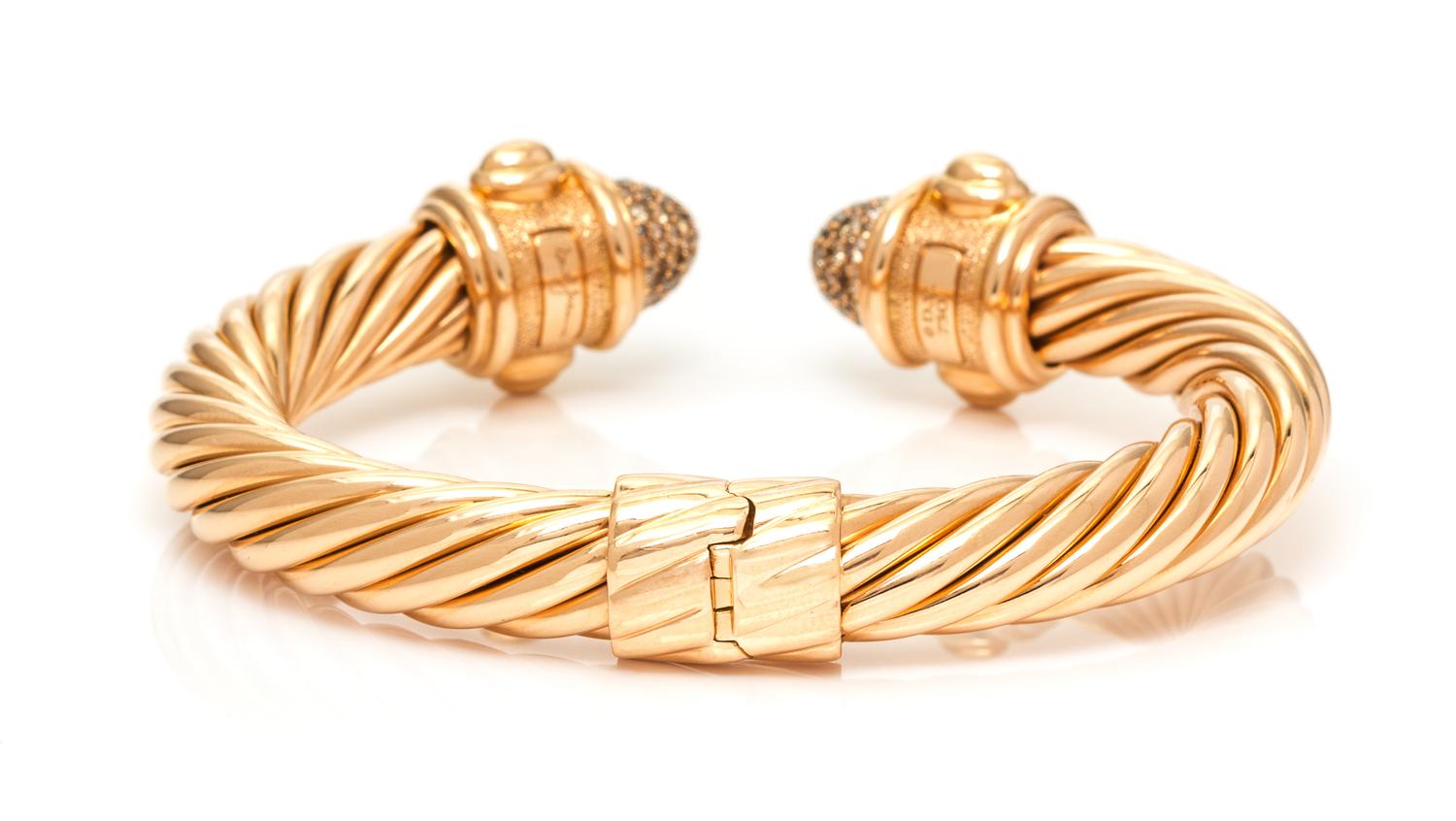 An 18 Karat Rose Gold and Diamond "Renaissance" Cuff Bracelet, David Yurman, 33.90 dwts.