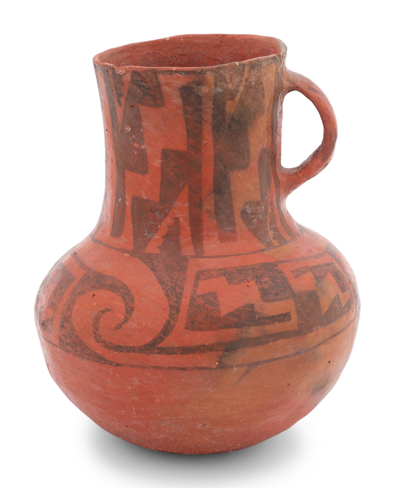 Puerco Black-on-Red Handled Pottery Jar