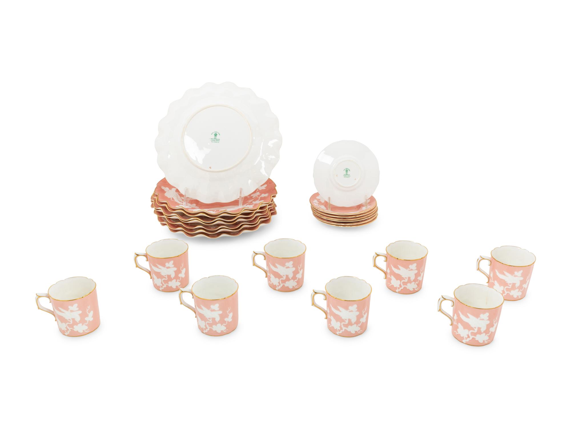 A Royal Crown Derby Chinese Birds Porcelain Dessert Service