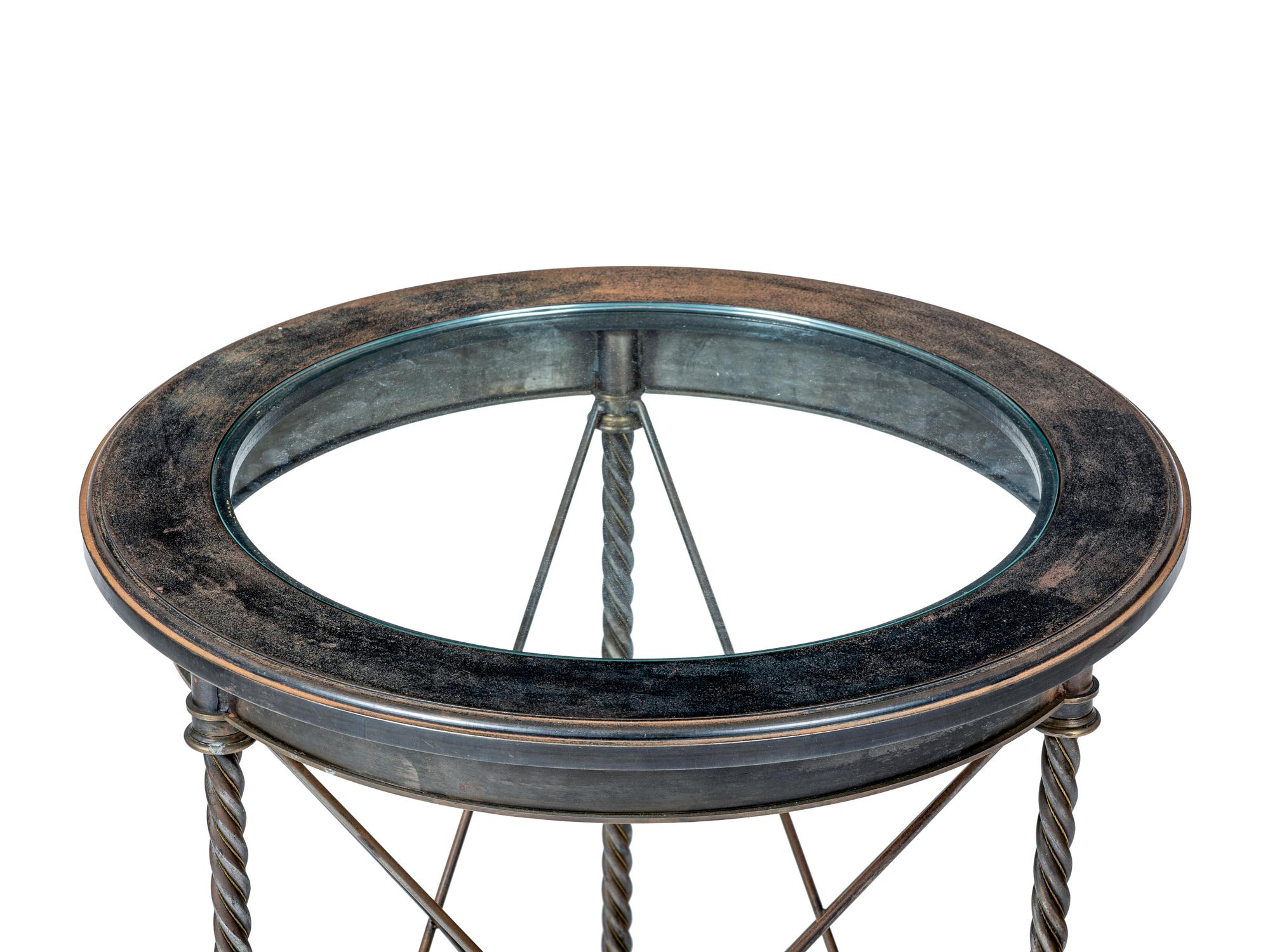 A French Steel and Glass Gueridon