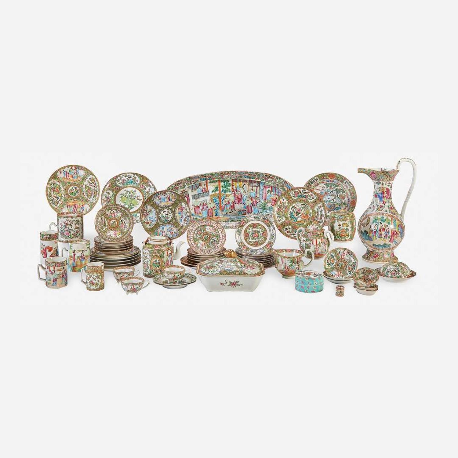 An Assembled Group of Chinese Export Famille Rose and Rose Mandarin Serving Pieces various dates, 19th/20th century