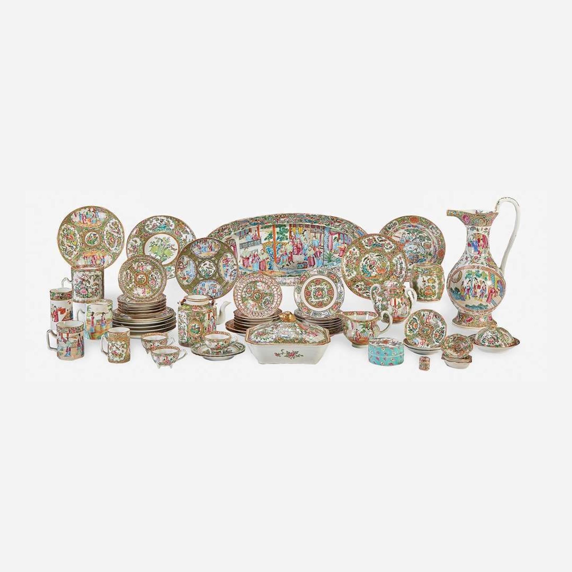 An Assembled Group of Chinese Export Famille Rose and Rose Mandarin Serving Pieces various dates, 19th/20th century