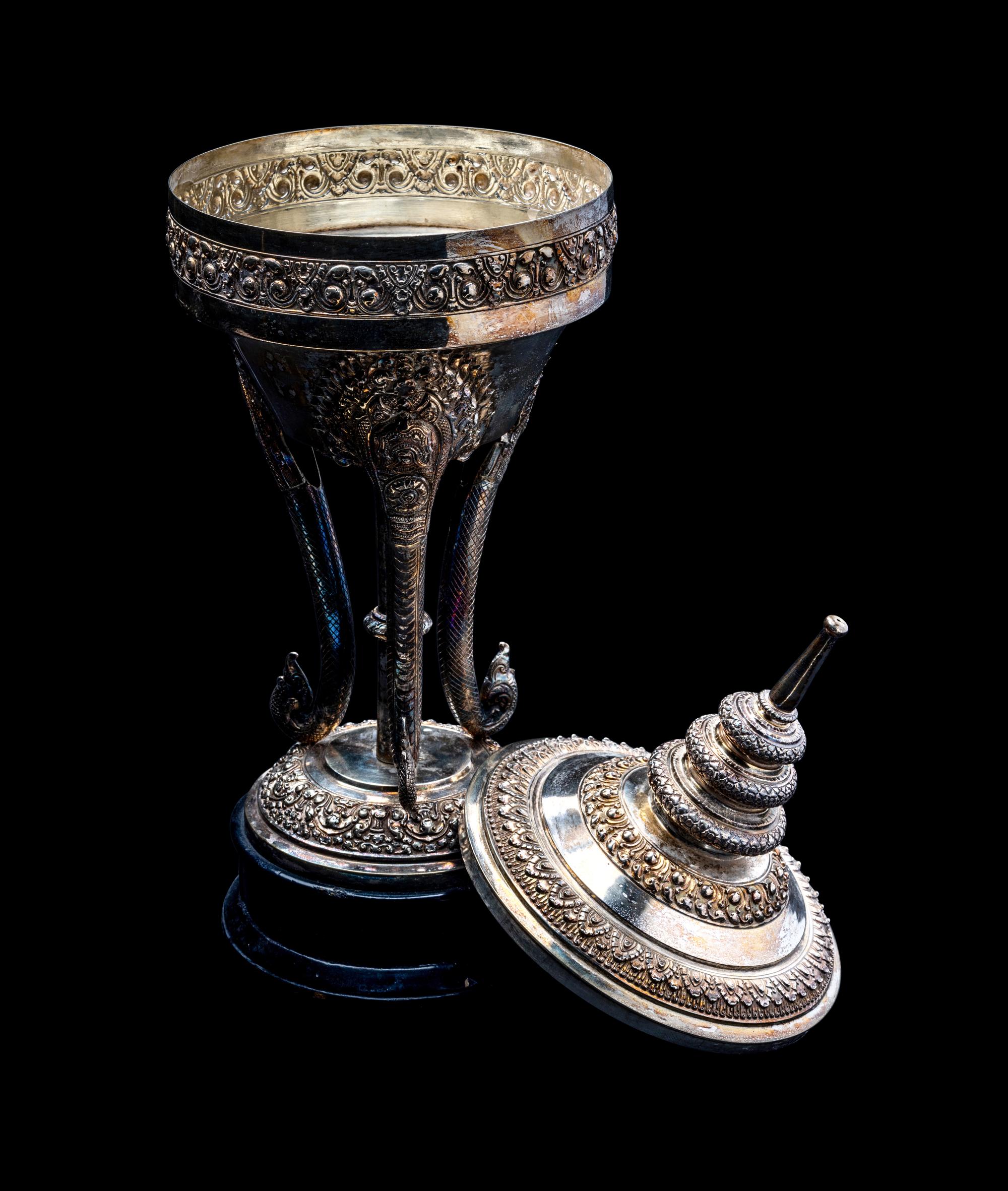 A Cambodian Silver Covered Vessel