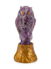 A Carved Amethyst Figure of an Owl