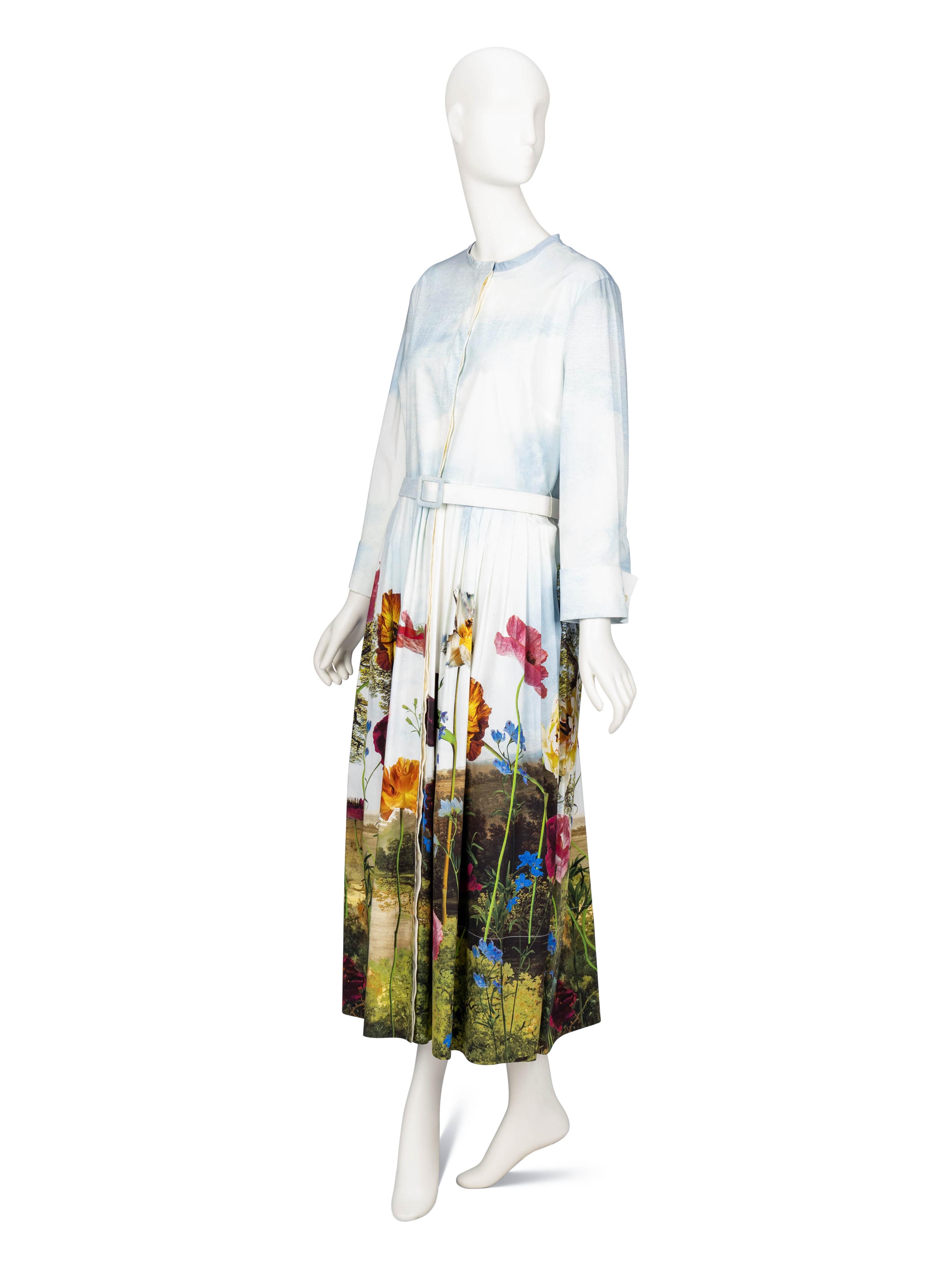 Oscar de la Renta, Floral Print Belted Shirtdress