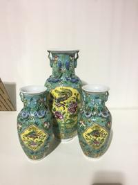 A Group of Three Chinese Porcelain Vases Height of tallest 12 1/2 inches. — 20TH CENTURY