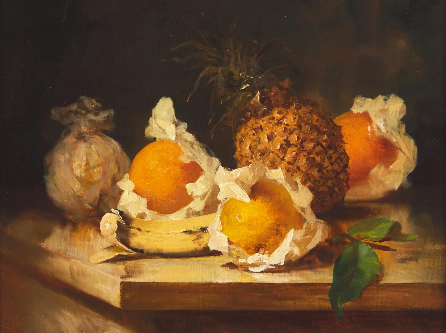 Still Life with Pineapple and Wrapped Oranges