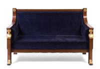 An Empire Style Gilt Metal Mounted Mahogany Settee Height 37 x width 58 1/4 x depth 28 inches. — EARLY 20TH CENTURY