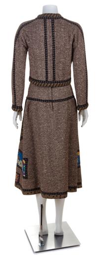 A Koos van den Akker Brown Tweed Jacket and Skirt Ensemble, Size 8.