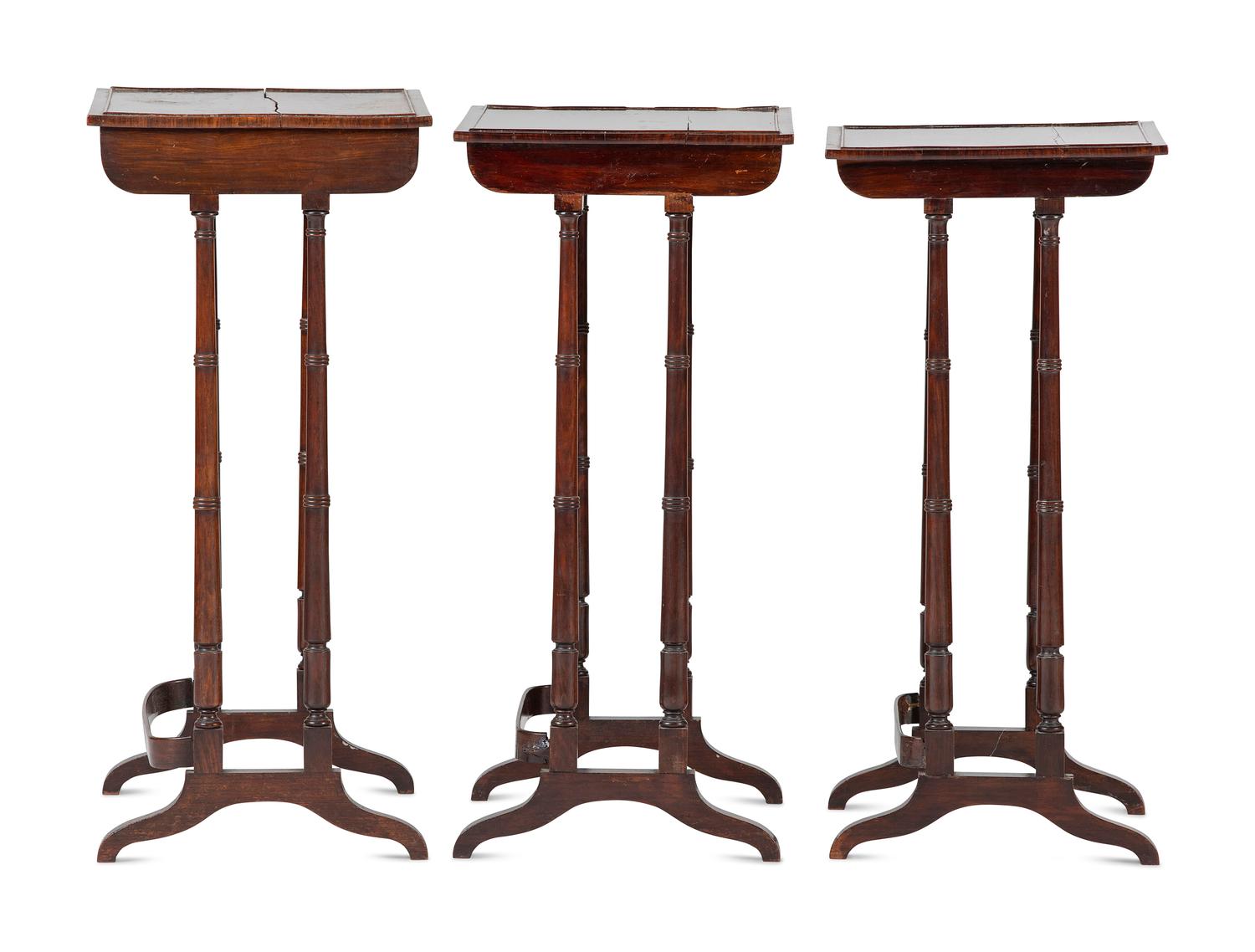 A Set of Three Rosewood Regency Nesting Tables