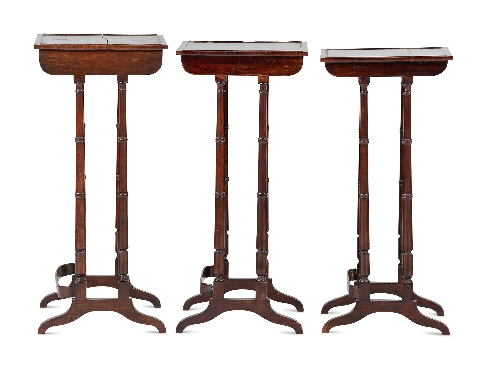 A Set of Three Rosewood Regency Nesting Tables