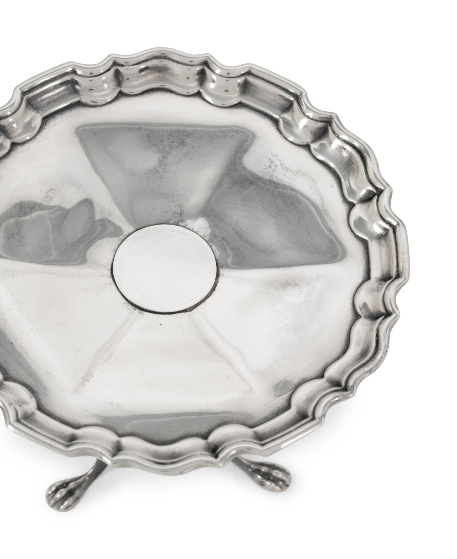 A Pair of Diminutive English Silver Center Tables