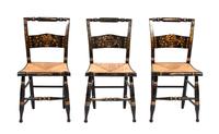 Three Hitchcock Side Chairs Height of each 34 inches.