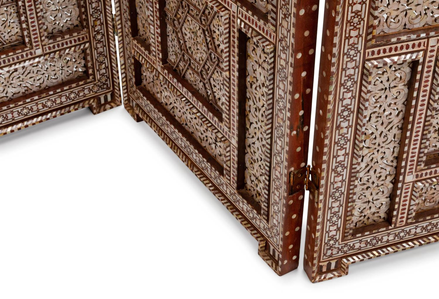 A Moorish Style Double-Sided Inlaid Three-Panel Floor Screen