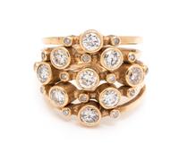 A Yellow Gold and Diamond Five Row Ring,