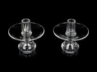 A Pair of Steuben Glass Candlesticks