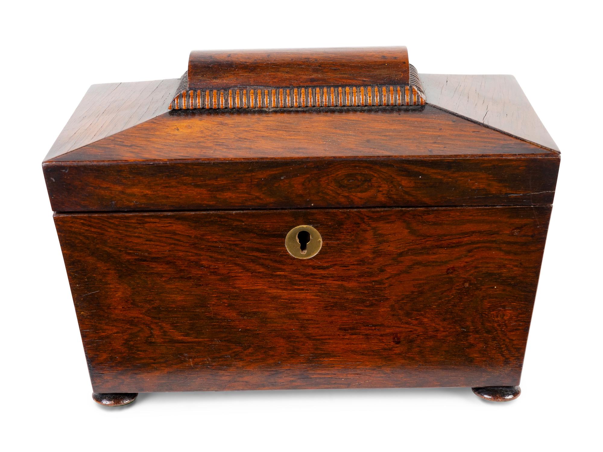 A Regency Mahogany Casket- form Tea Caddy — EARLY 19TH CENTURY