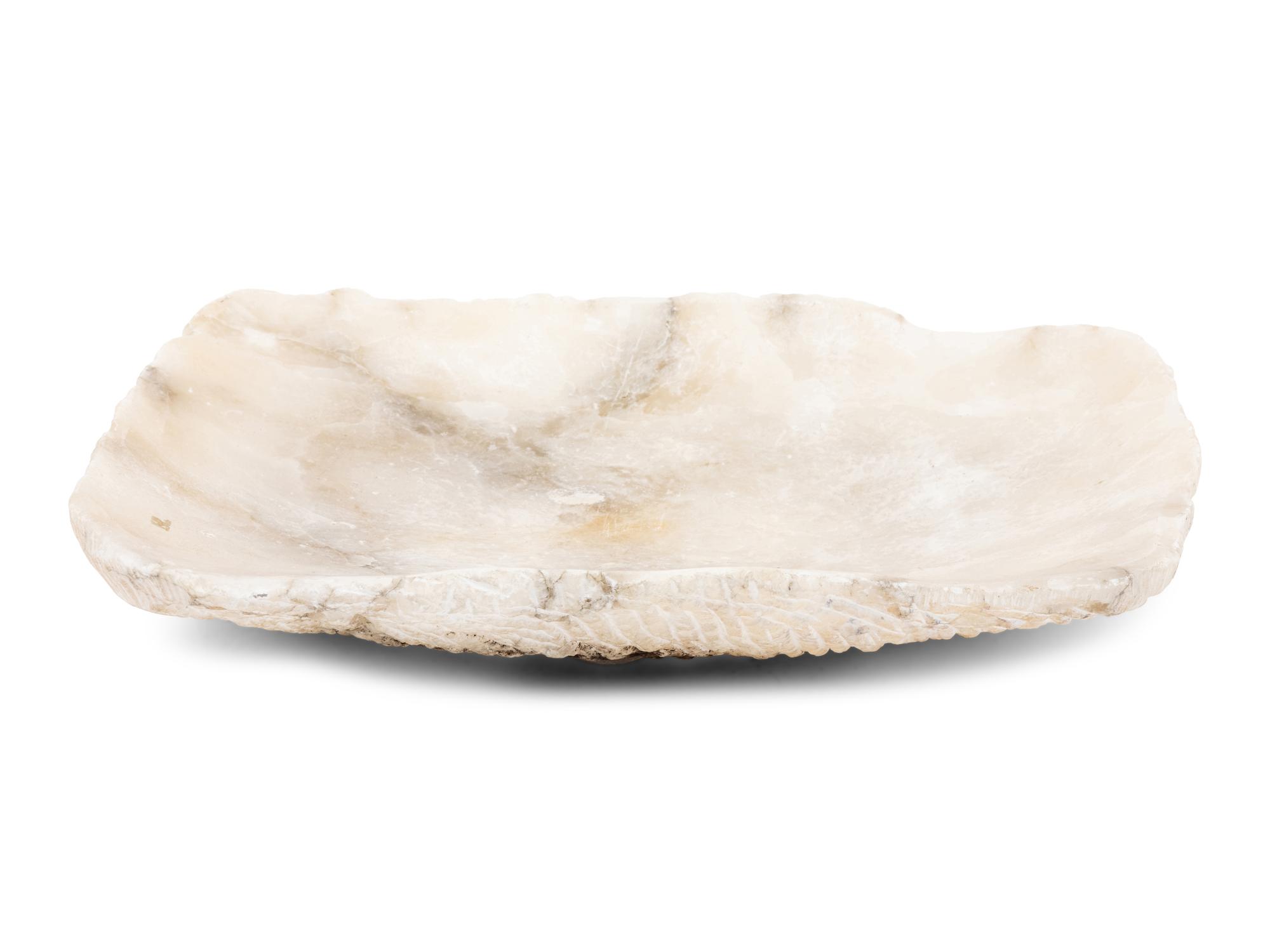 A Large Carved Alabaster Tray