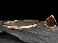 Southwestern-style 14K Gold Ring and Bangle Bracelet