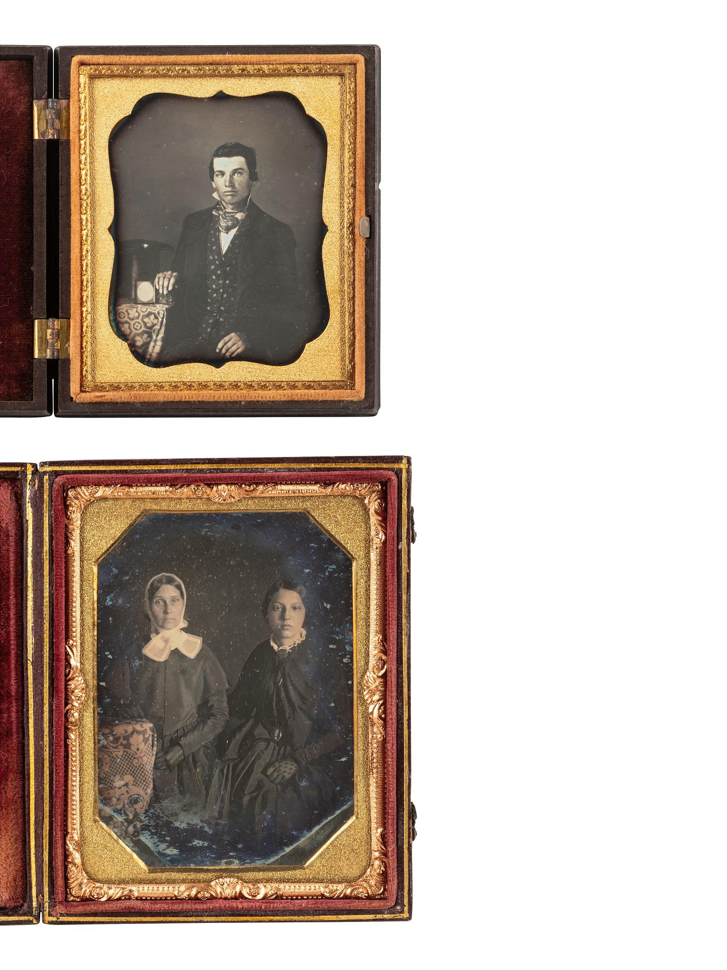 [EARLY PHOTOGRAPHY]. 4 cased images featuring subjects holding or displaying cased images.