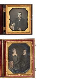 [EARLY PHOTOGRAPHY]. 4 cased images featuring subjects holding or displaying cased images.