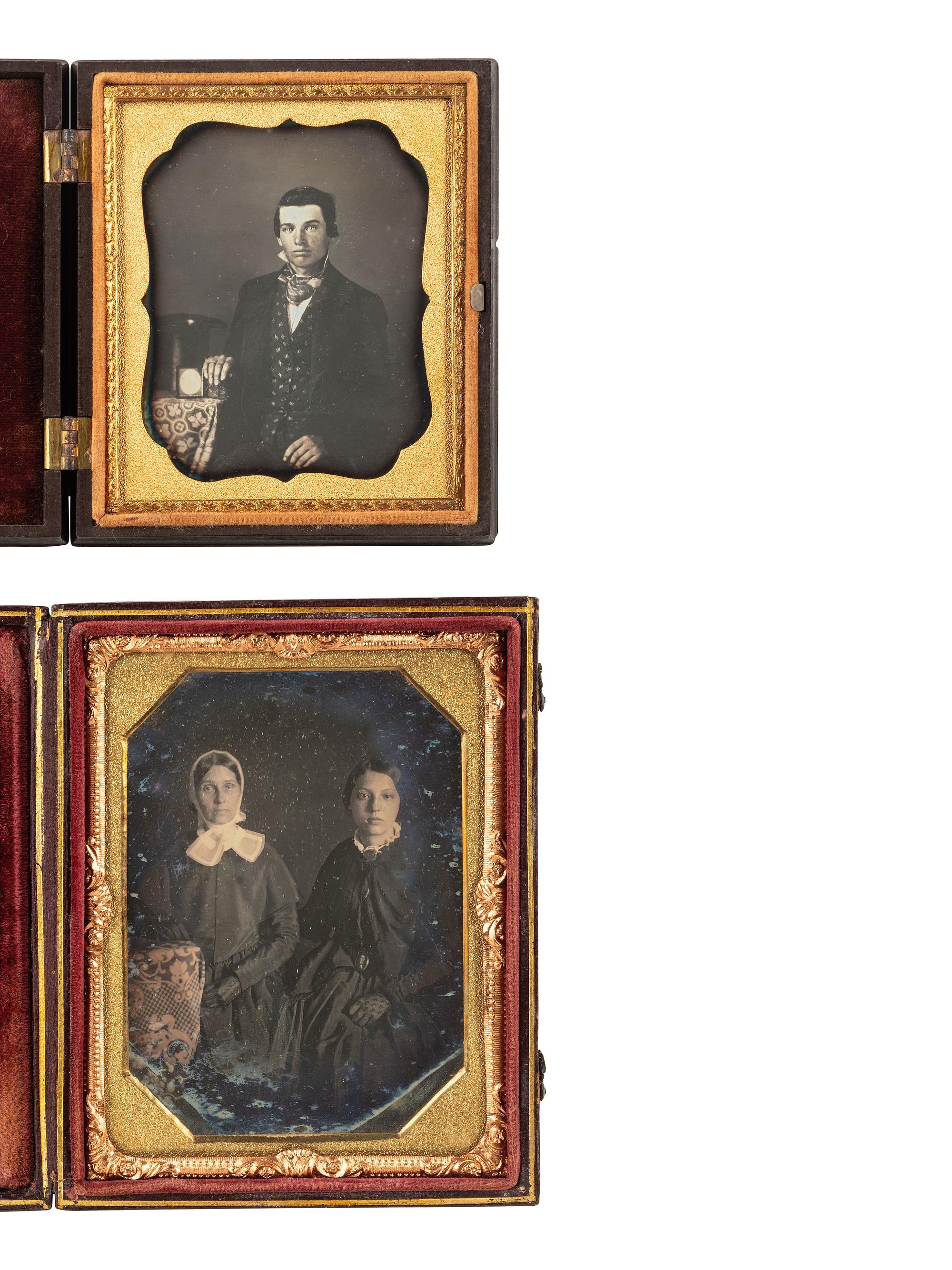 [EARLY PHOTOGRAPHY]. 4 cased images featuring subjects holding or displaying cased images.