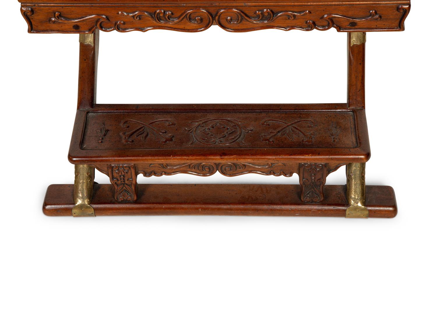 A Chinese Brass Mounted Yoke Back Armchair