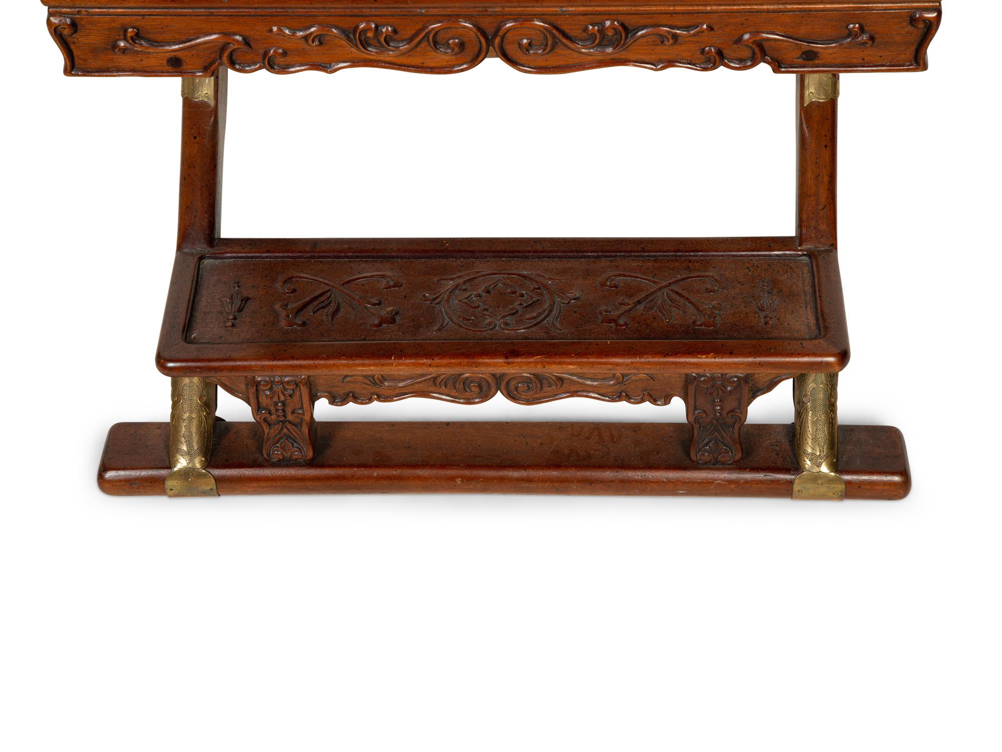 A Chinese Brass Mounted Yoke Back Armchair