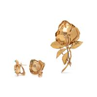 YELLOW GOLD, DIAMOND AND TURQUOISE ROSE SET
