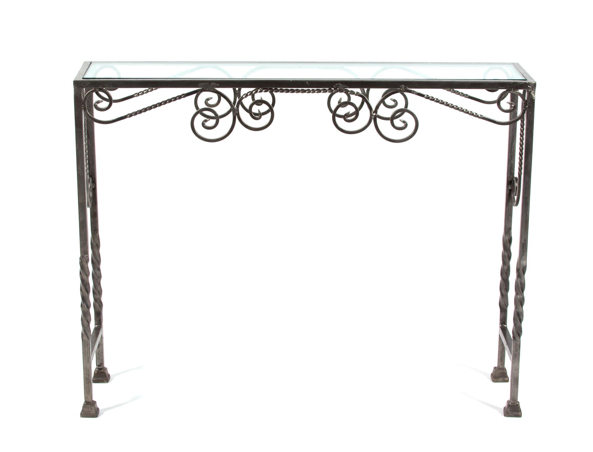 A Steel Console Table Height 33 x width 45 1/2 x depth 13 inches. — 20TH CENTURY