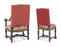 A Set of Eight Renaissance Style Carved Walnut Dining Chairs