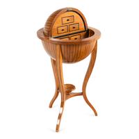 A Biedermeier Part-Ebonized Fruitwood Globe-Form Work Box