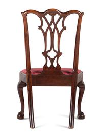 A Chippendale Carved and Figured Mahogany Claw-and-Ball Foot Side Chair