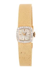 HAMILTON, 14K YELLOW GOLD AND DIAMOND WATCH