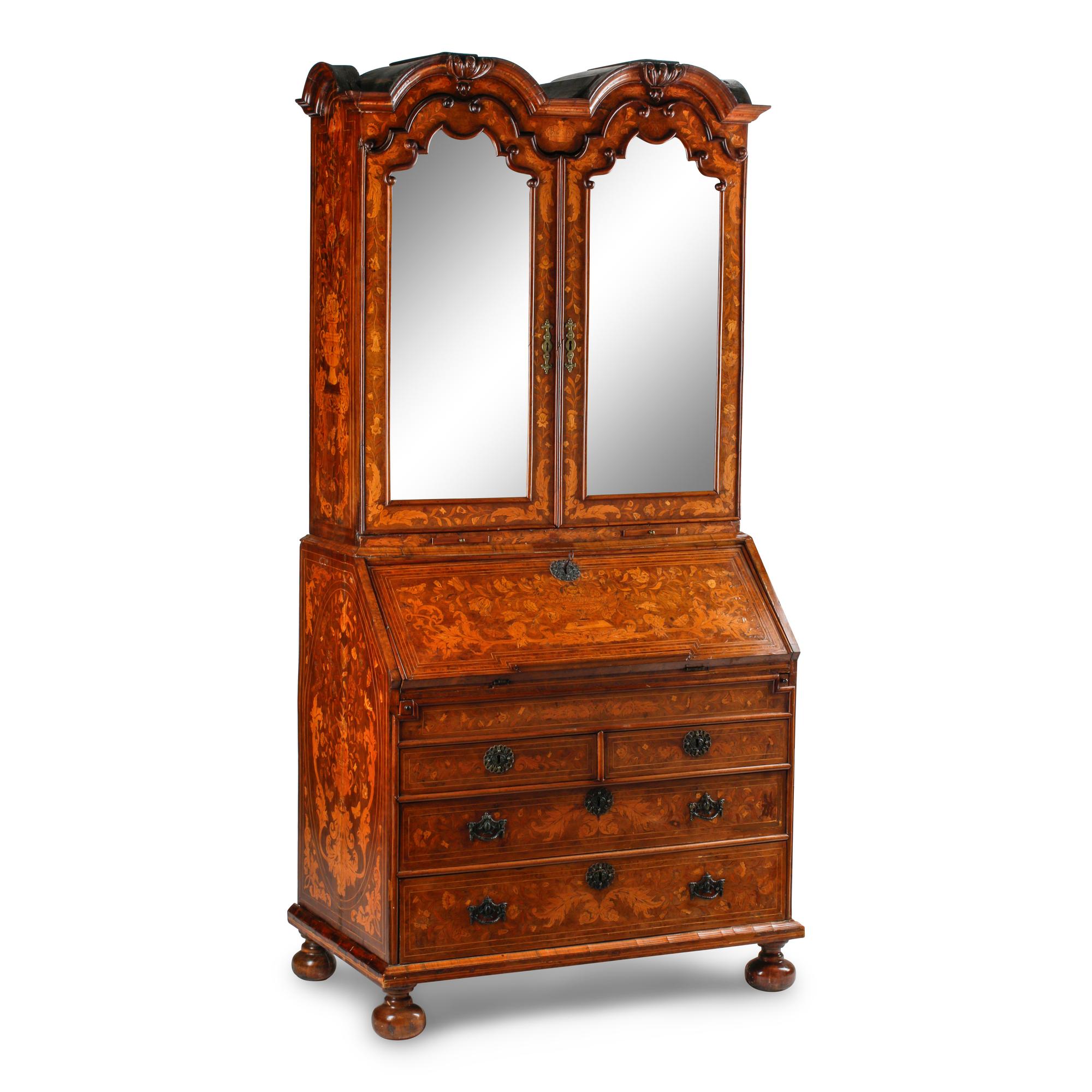 A Dutch Marquetry Bureau Cabinet