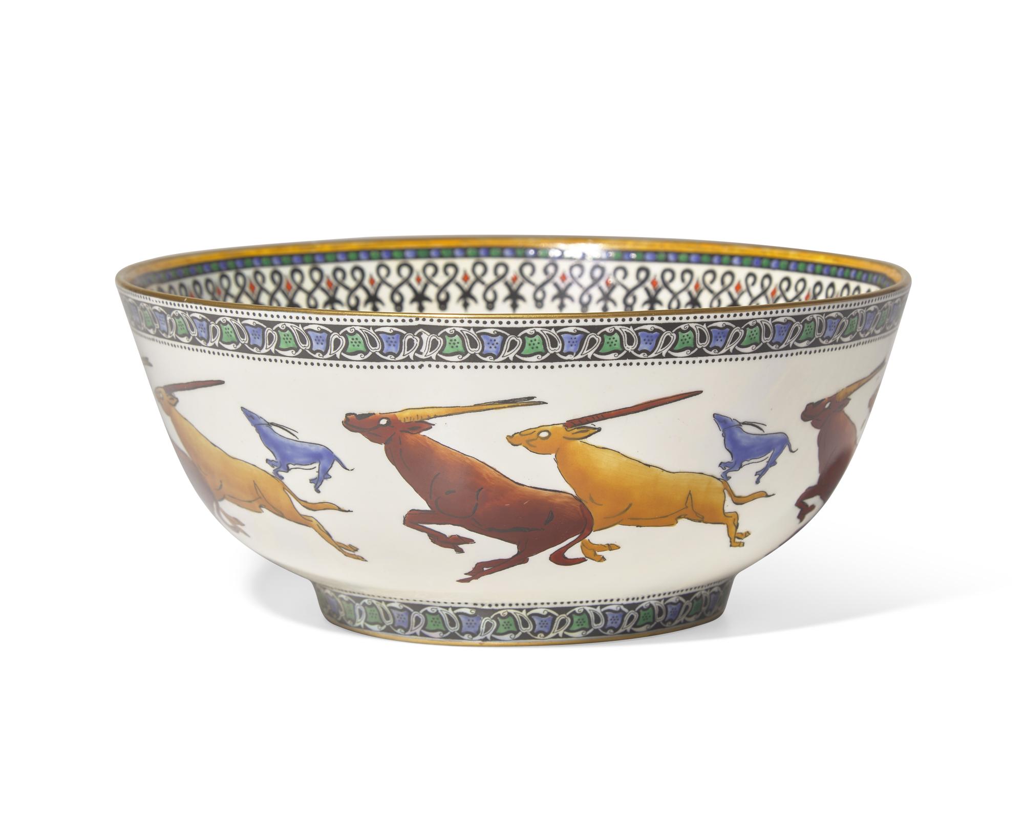 A Wedgwood Lustreware 'Leaping Chamois' Bowl