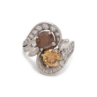 FANCY DEEP BROWNISH ORANGY YELLOW, COLORED DIAMOND AND DIAMOND RING